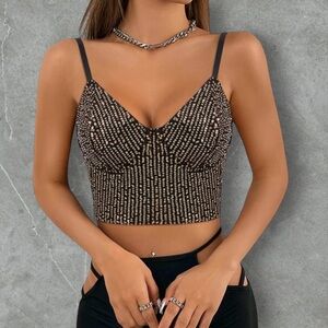 🆕Embellished Cropped Cami with Adjustable Straps
